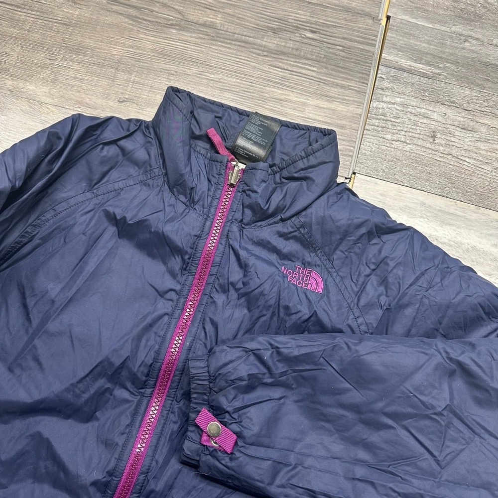 The North Face Blue Purple Girls L Full‎ Zip Winter Puffer Insulated Jacket